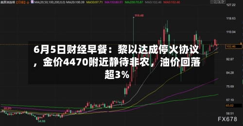 6月5日财经早餐：黎以达成停火协议，金价4470附近静待非农，油价回落超3%-第2张图片